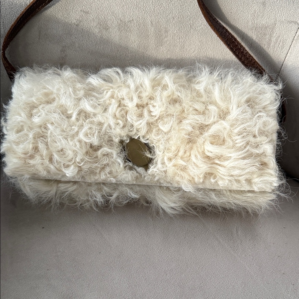 Elegant Cream Fur Women Bag
